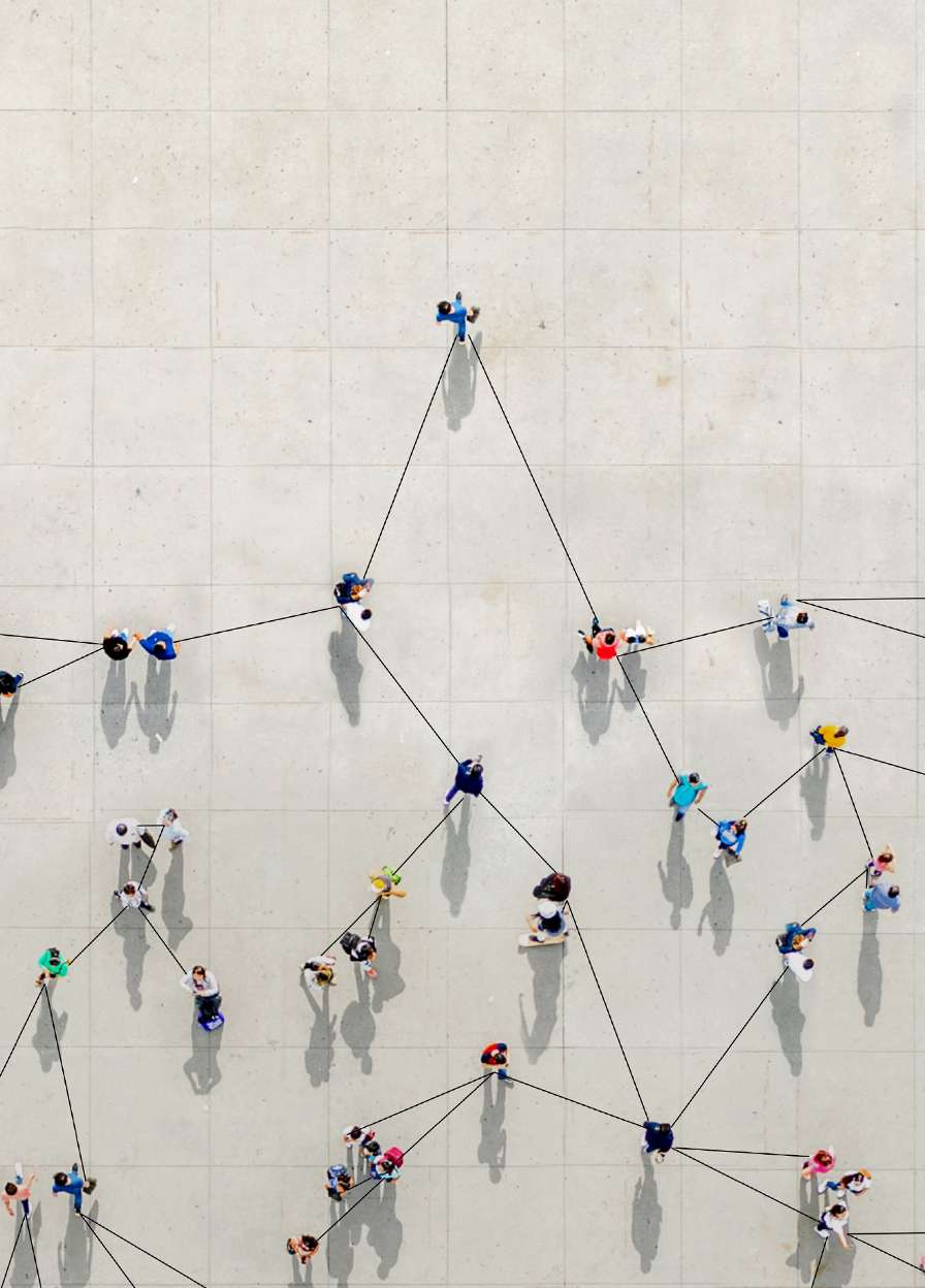 Image of people connected with a string